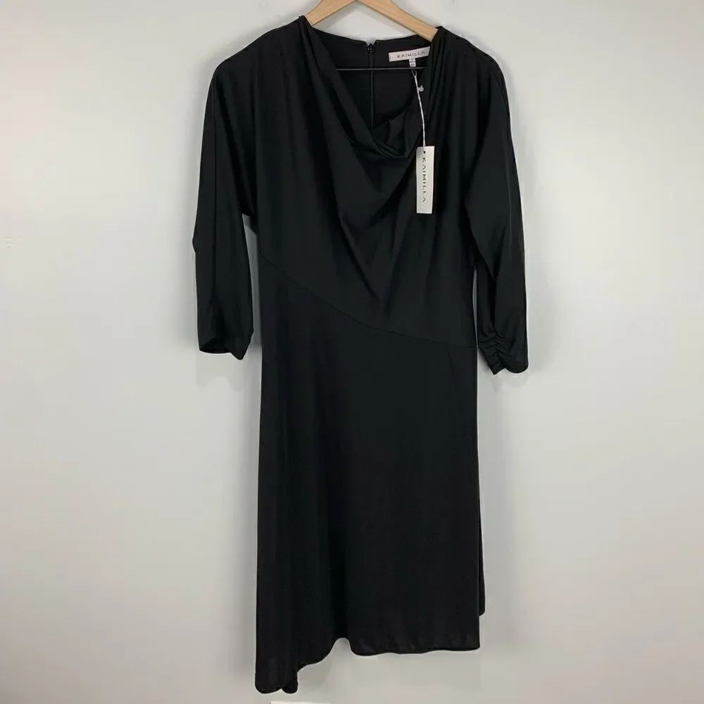 Kai Milla Black 3/4 Sleeve Asymmetrical Hem Dress